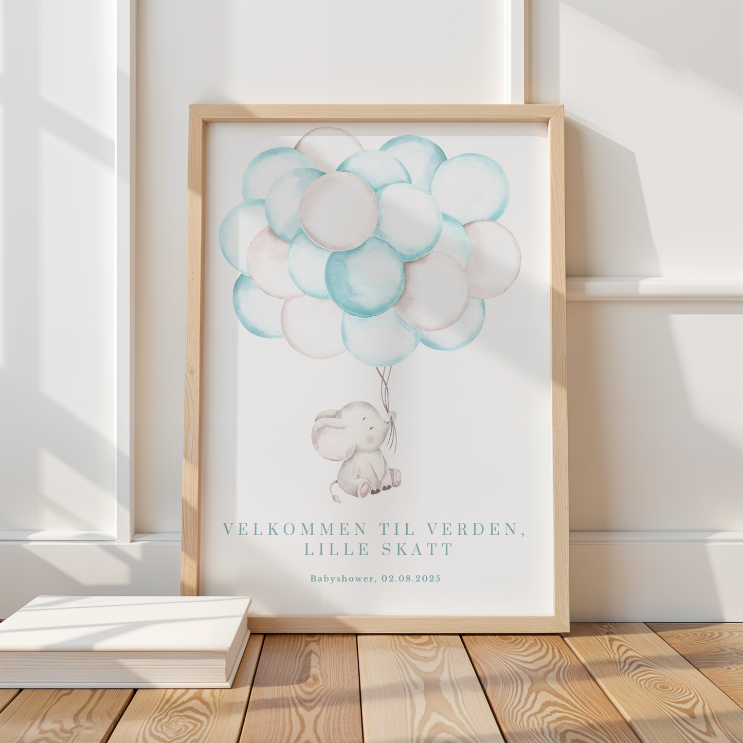 Gjestebok til babyshower med elefantmotiv