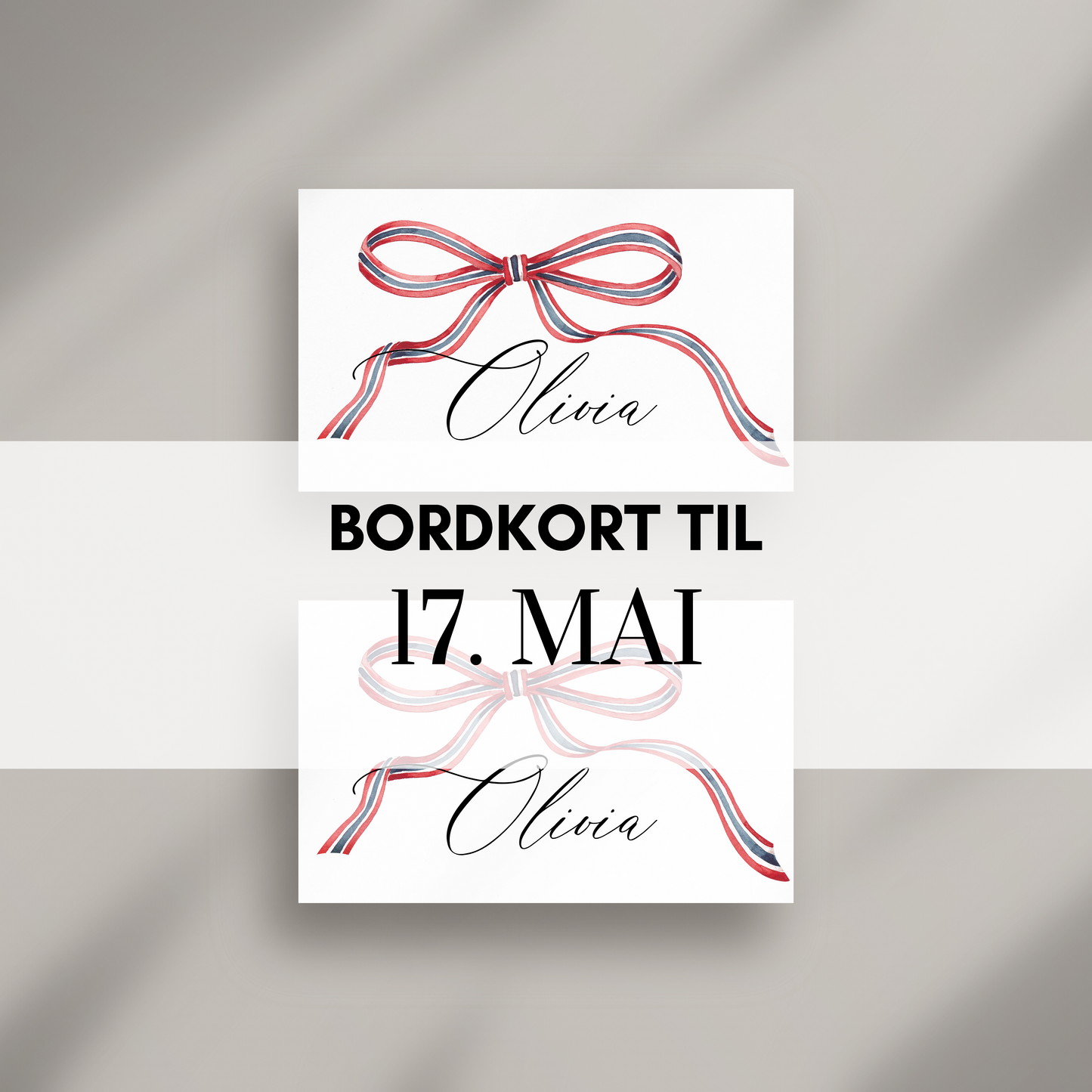 Bordkort til 17. mai med sløyfedesign