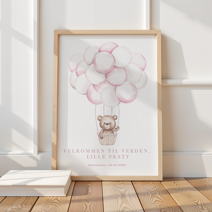 Gjestebok til babyshower med luftballongmotiv