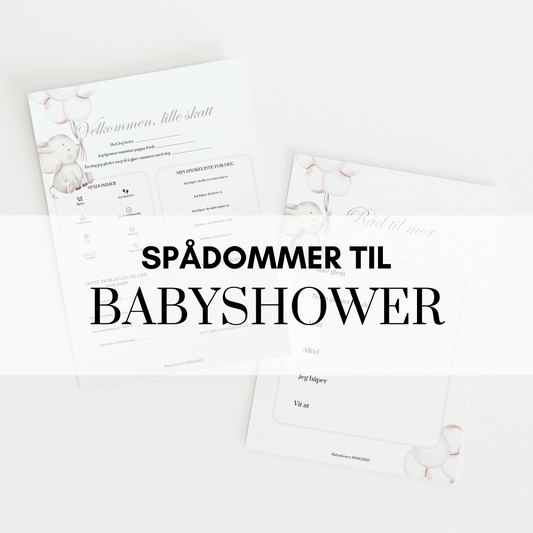 Spådommer til babyshower med elefantmotiv
