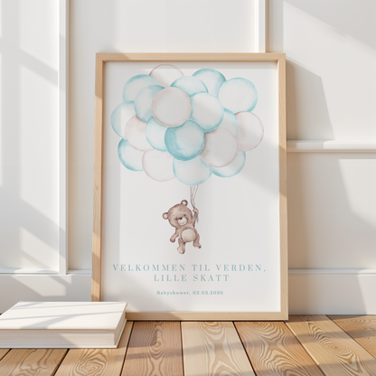 Gjestebok til babyshower med bamsemotiv