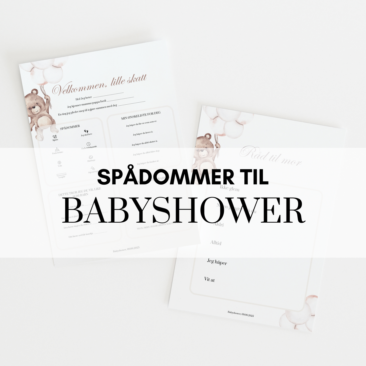 Spådommer til babyshower med bamsemotiv