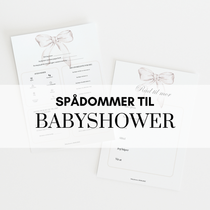 Spådommer til babyshower med hvit sløyfe