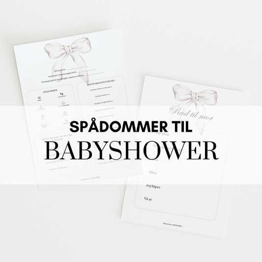 Spådommer til babyshower med hvit sløyfe