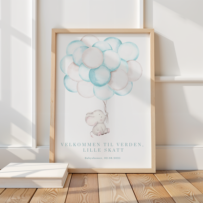 Gjestebok til babyshower med elefantmotiv