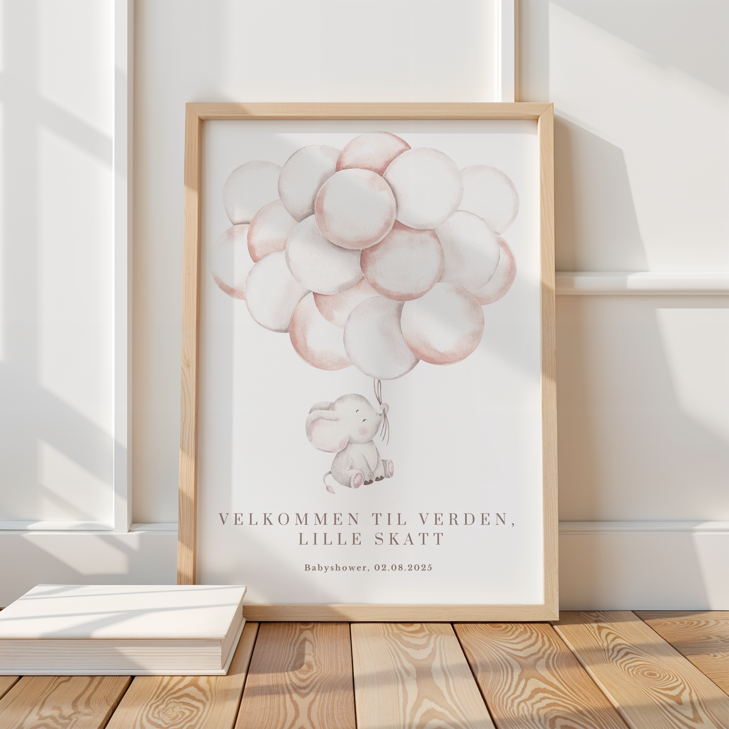 Gjestebok til babyshower med elefantmotiv