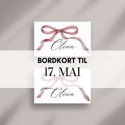 Bordkort til 17. mai med sløyfedesign