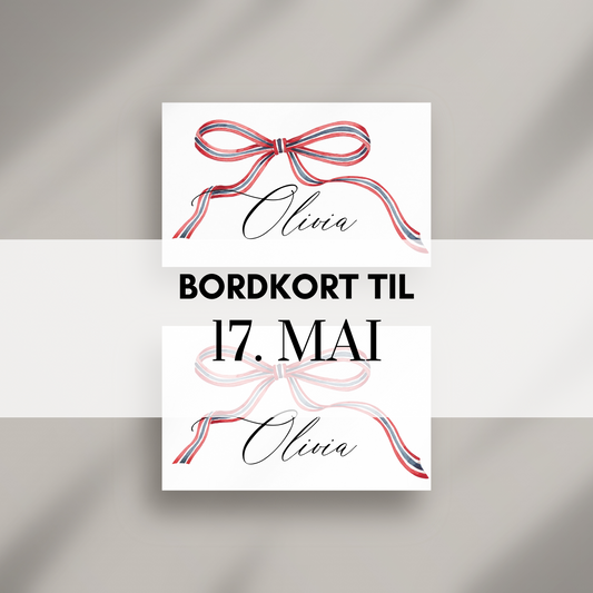 Bordkort til 17. mai med sløyfedesign