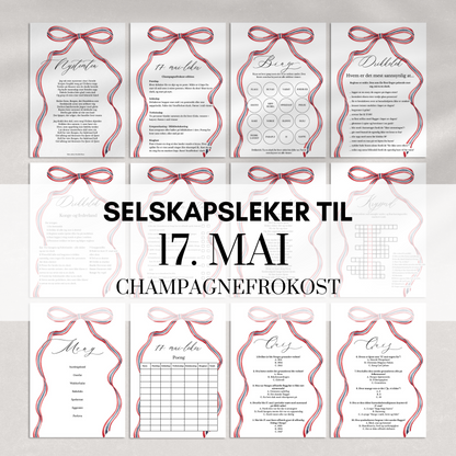 Selskapsleker til 17. mai med sløyfedesign (champagnefrokost)