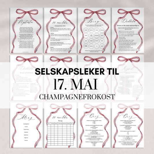 Selskapsleker til 17. mai med sløyfedesign (champagnefrokost)