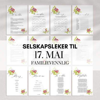 Familievennlige selskapsleker til 17. mai med flaggdesign