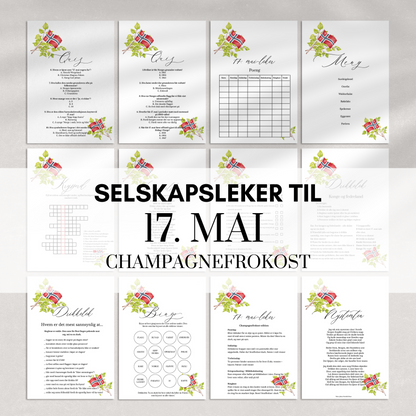 Selskapsleker til 17. mai med flaggdesign (champagnefrokost)