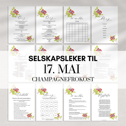 Selskapsleker til 17. mai med flaggdesign (champagnefrokost)