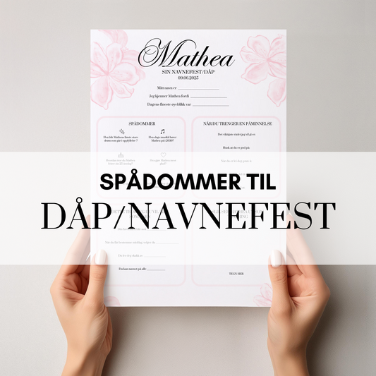 Spådommer til dåp eller navnefest med rosa design
