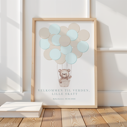 Gjestebok til babyshower med luftballongmotiv