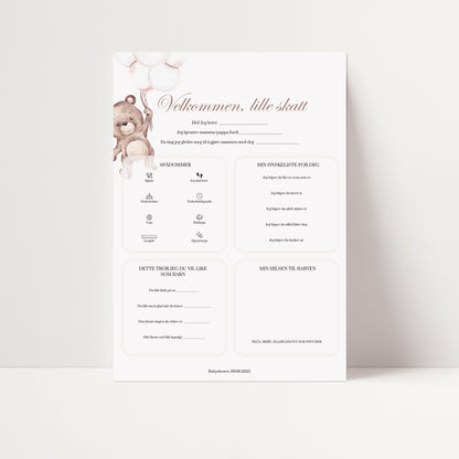 Spådommer til babyshower med bamsemotiv