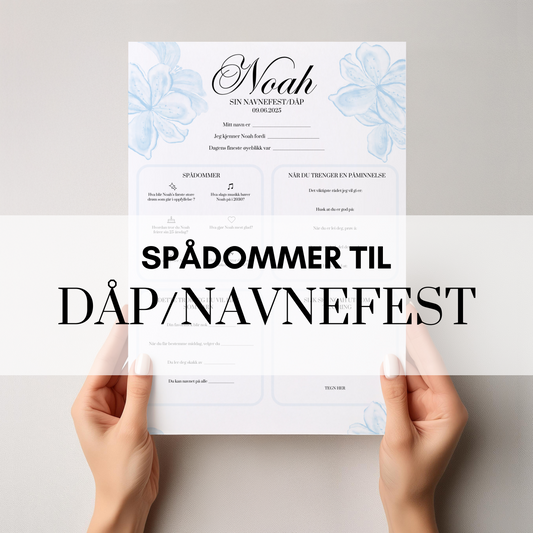 Spådommer til dåp eller navnefest med blått design