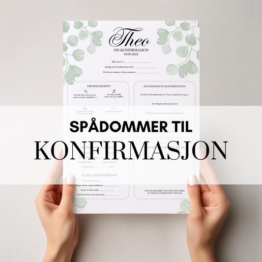 Spådommer til konfirmasjon med eukalyptus-design