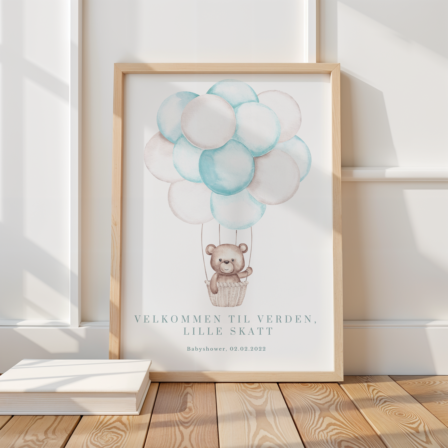 Gjestebok til babyshower med luftballongmotiv