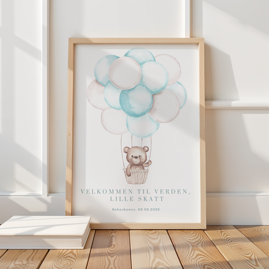 Gjestebok til babyshower med luftballongmotiv