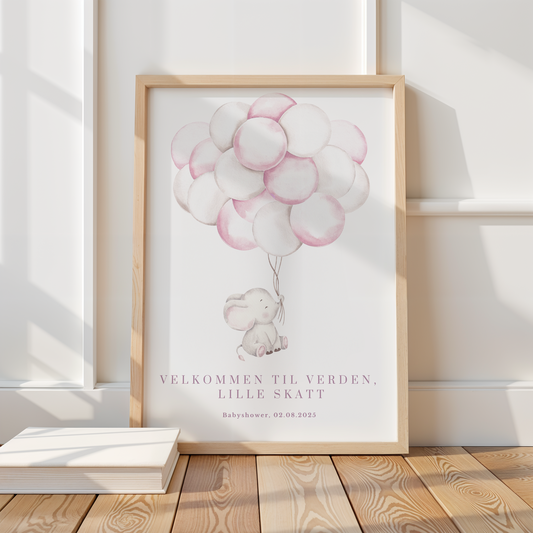 Gjestebok til babyshower med elefantmotiv